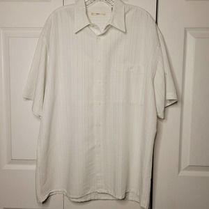 Moda Campia Men's White Ribbed Short Sleeve Button Shirt